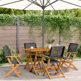 Folding Garden Chairs 4 pcs Black Poly Rattan and Solid Wood