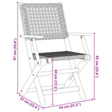 Folding Garden Chairs 4 pcs Grey Poly Rattan and Solid Wood