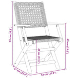 Folding Garden Chairs 8 pcs Grey Poly Rattan and Solid Wood