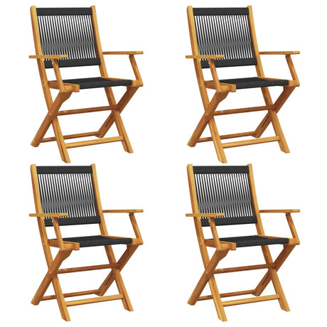 Folding Garden Chairs 4 pcs Black Solid Wood Acacia