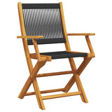 Folding Garden Chairs 4 pcs Black Solid Wood Acacia