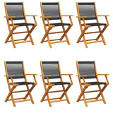 Folding Garden Chairs 6 pcs Black Solid Wood Acacia