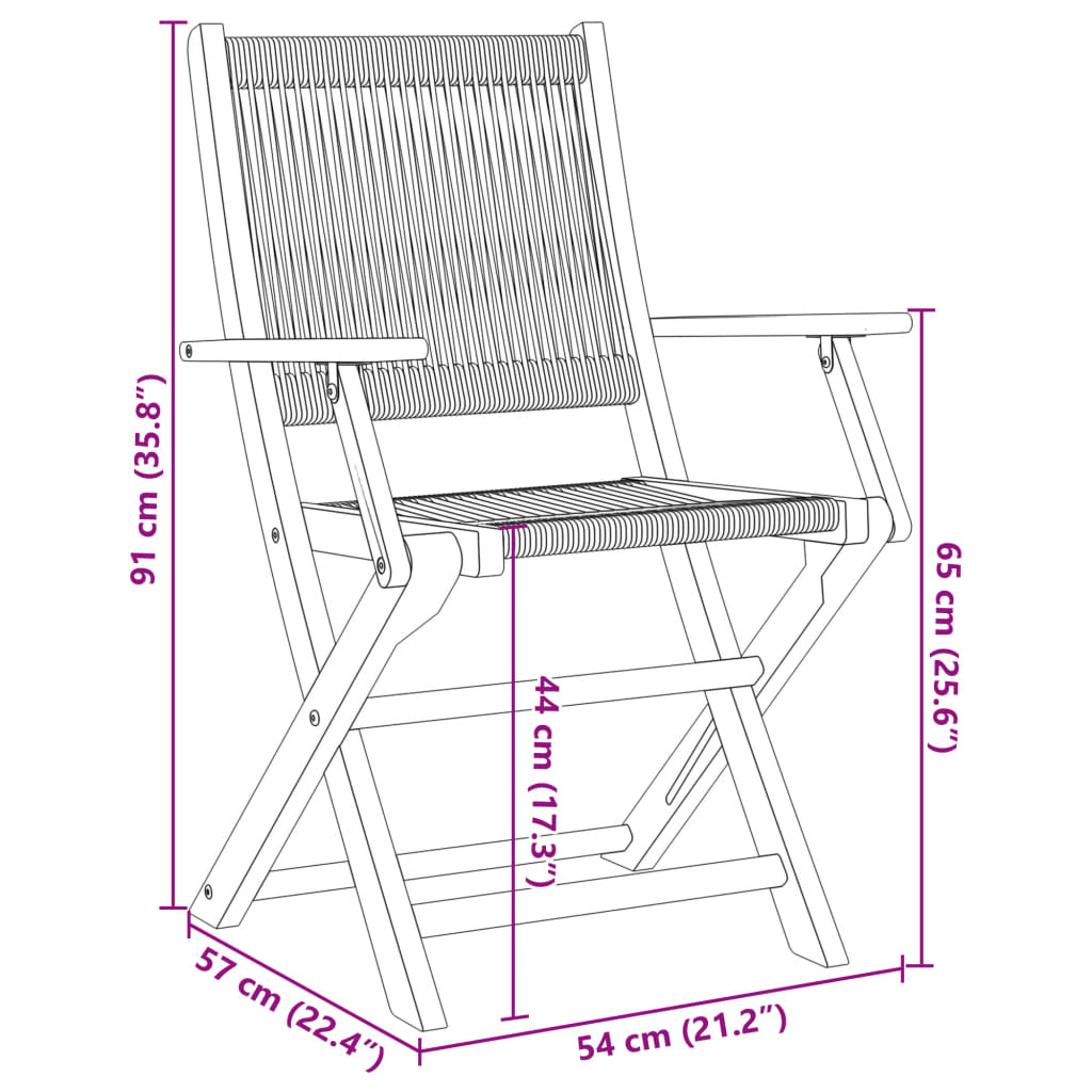 Folding Garden Chairs 6 pcs Black Solid Wood Acacia