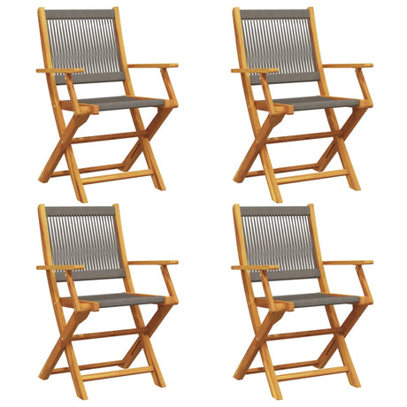 Folding Garden Chairs 4 pcs Grey Solid Wood Acacia