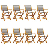 Folding Garden Chairs 8 pcs Grey Solid Wood Acacia