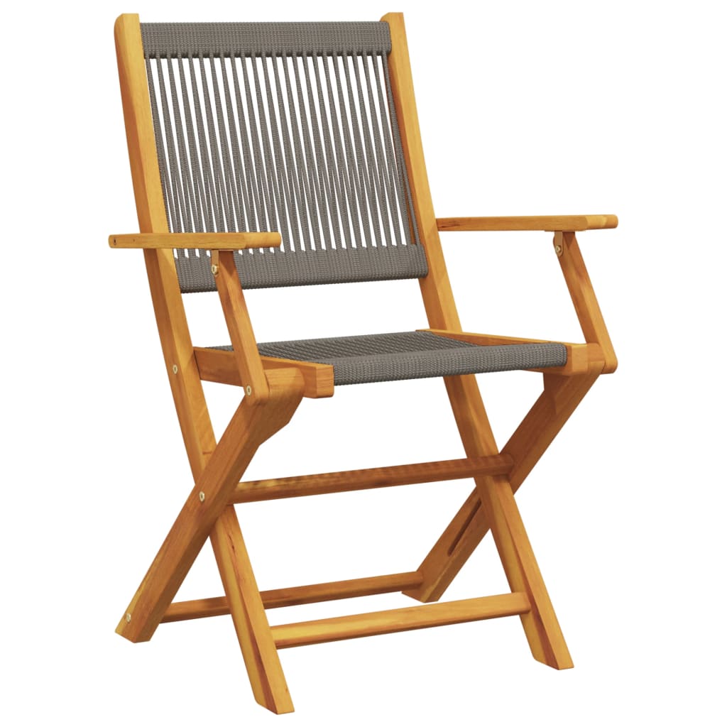 Folding Garden Chairs 8 pcs Grey Solid Wood Acacia