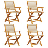 Folding Garden Chairs 4 pcs Beige Solid Wood Acacia