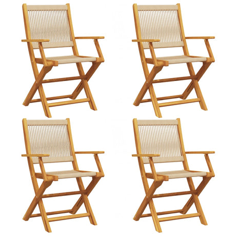 Folding Garden Chairs 4 pcs Beige Solid Wood Acacia