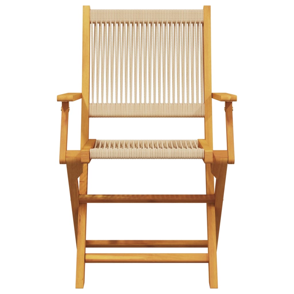 Folding Garden Chairs 4 pcs Beige Solid Wood Acacia