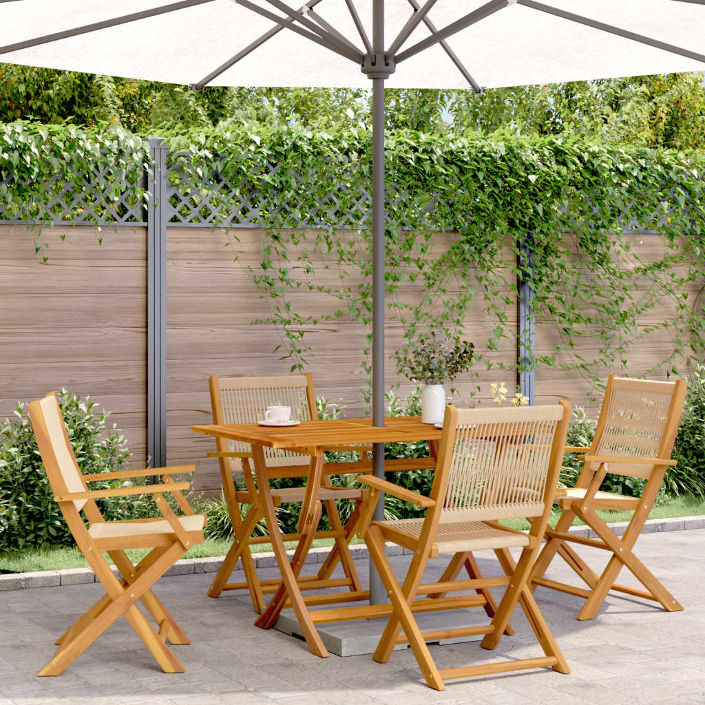 Folding Garden Chairs 4 pcs Beige Solid Wood Acacia