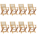 Folding Garden Chairs 8 pcs Beige Solid Wood Acacia