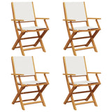 Folding Garden Chairs 4 pcs Cream White Fabric and Solid Wood