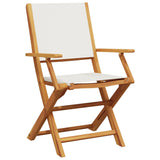 Folding Garden Chairs 4 pcs Cream White Fabric and Solid Wood