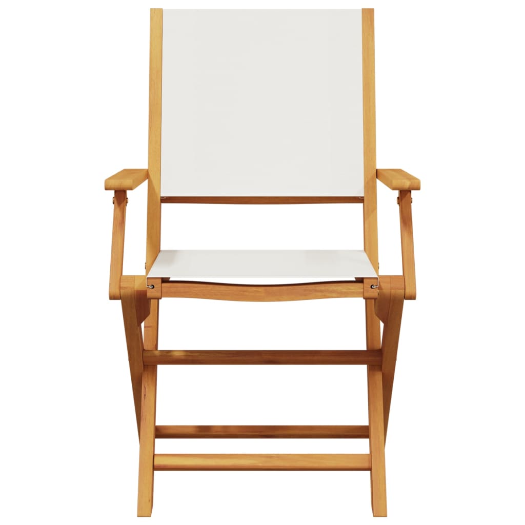 Folding Garden Chairs 4 pcs Cream White Fabric and Solid Wood