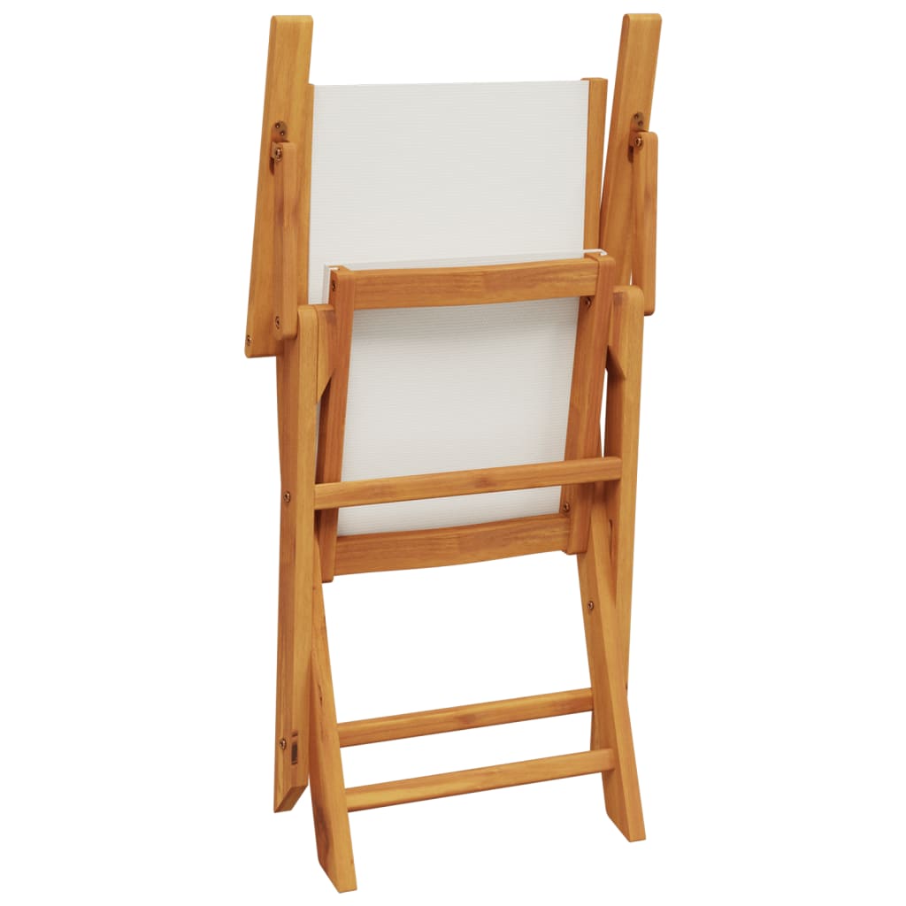 Folding Garden Chairs 4 pcs Cream White Fabric and Solid Wood