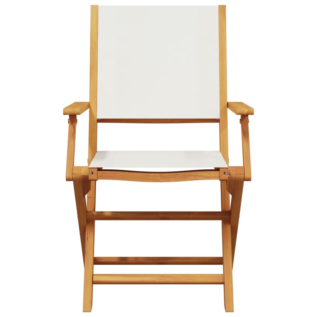 Folding Garden Chairs 8 pcs Cream White Fabric and Solid Wood