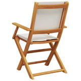 Folding Garden Chairs 8 pcs Cream White Fabric and Solid Wood