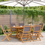 Folding Garden Chairs 6 pcs Anthracite Fabric and Solid Wood