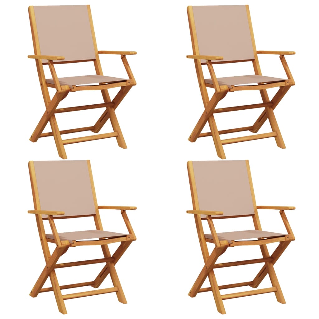 Folding Garden Chairs 4 pcs Taupe Fabric and Solid Wood