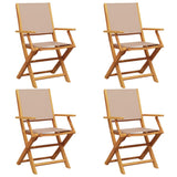 Folding Garden Chairs 4 pcs Taupe Fabric and Solid Wood