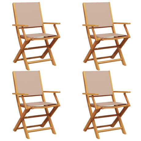 Folding Garden Chairs 4 pcs Taupe Fabric and Solid Wood