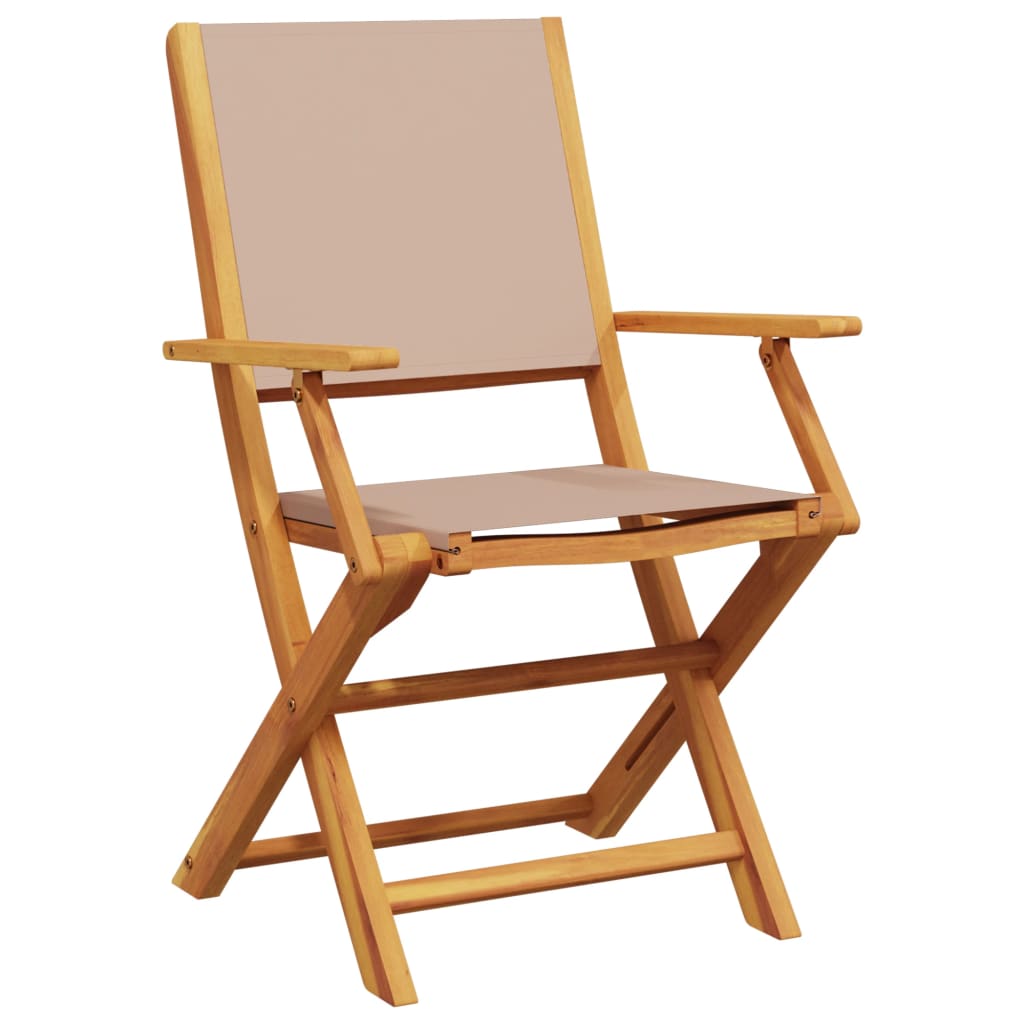 Folding Garden Chairs 4 pcs Taupe Fabric and Solid Wood