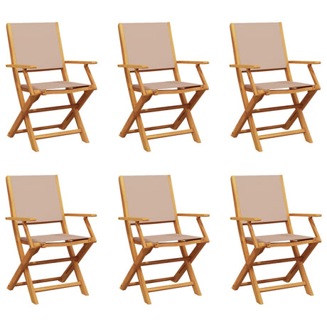 Folding Garden Chairs 6 pcs Taupe Fabric and Solid Wood