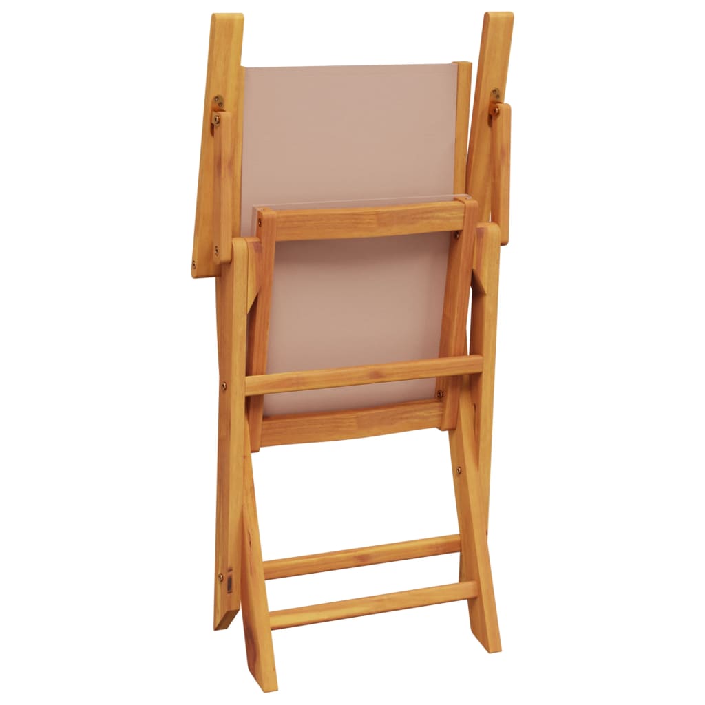 Folding Garden Chairs 8 pcs Taupe Fabric and Solid Wood
