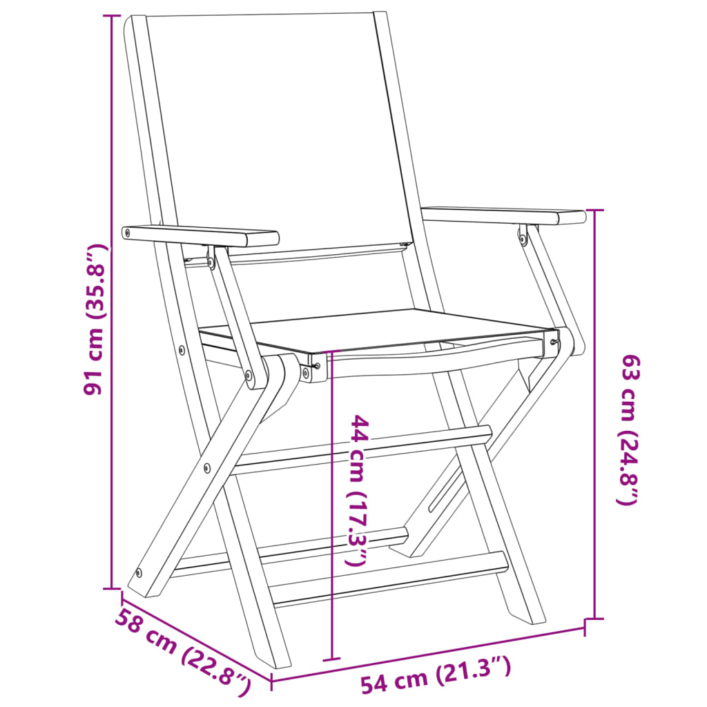 Folding Garden Chairs 8 pcs Taupe Fabric and Solid Wood