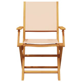 Folding Garden Chairs 4 pcs Beige Fabric and Solid Wood