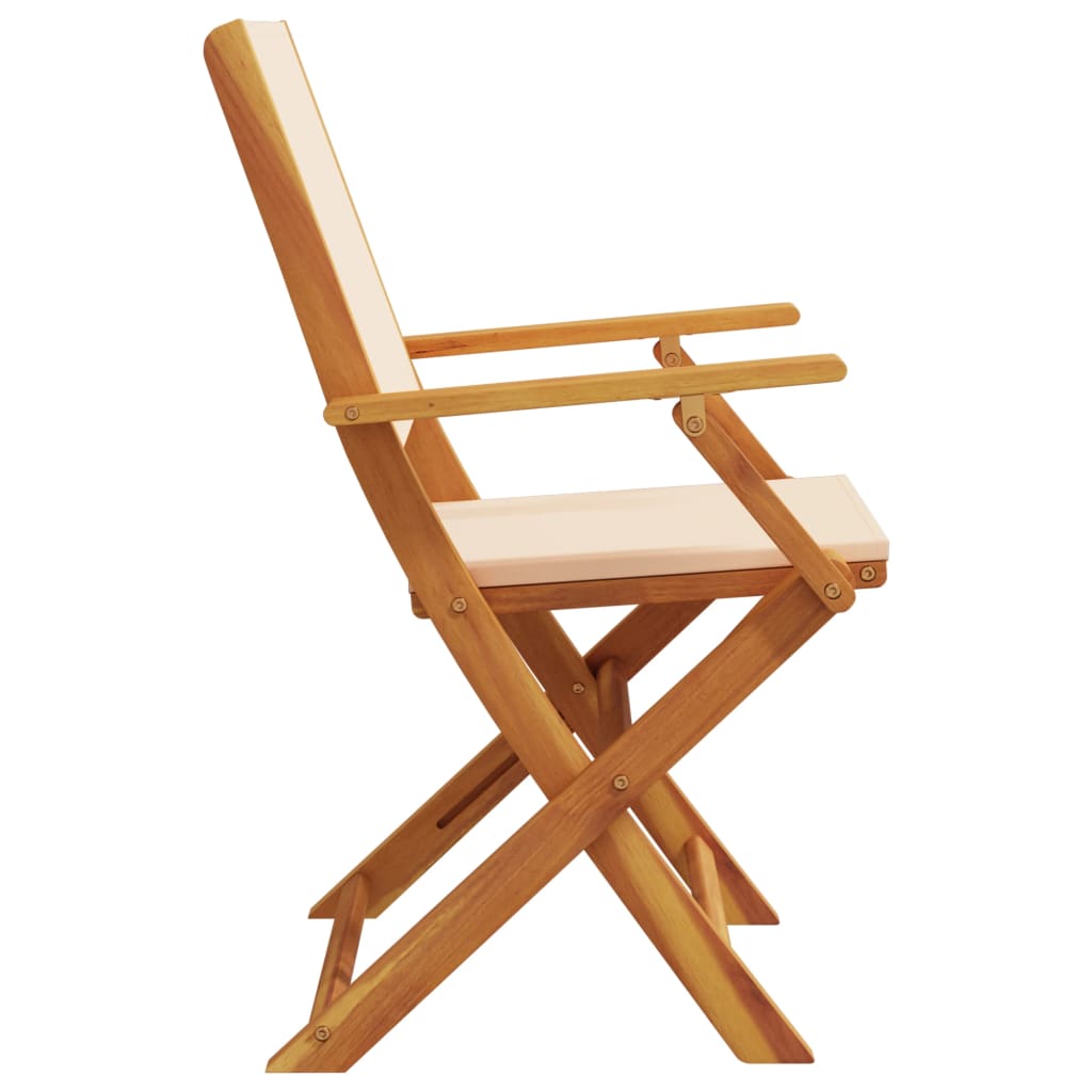 Folding Garden Chairs 6 pcs Beige Fabric and Solid Wood
