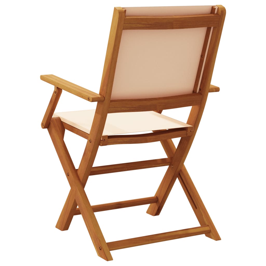 Folding Garden Chairs 6 pcs Beige Fabric and Solid Wood