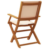 Folding Garden Chairs 6 pcs Beige Fabric and Solid Wood