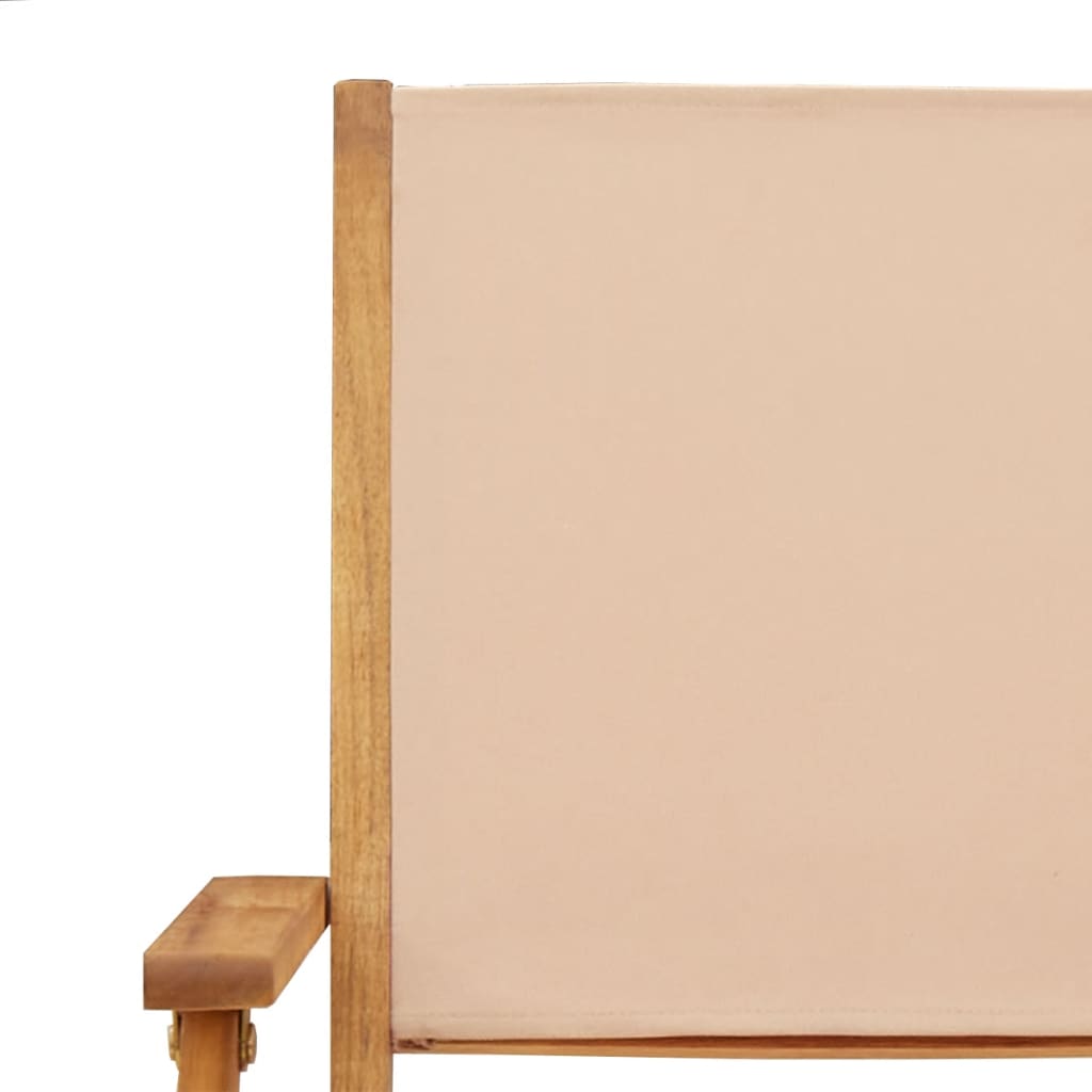Folding Garden Chairs 6 pcs Beige Fabric and Solid Wood