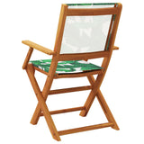 Folding Garden Chairs 4 pcs Green Fabric and Solid Wood