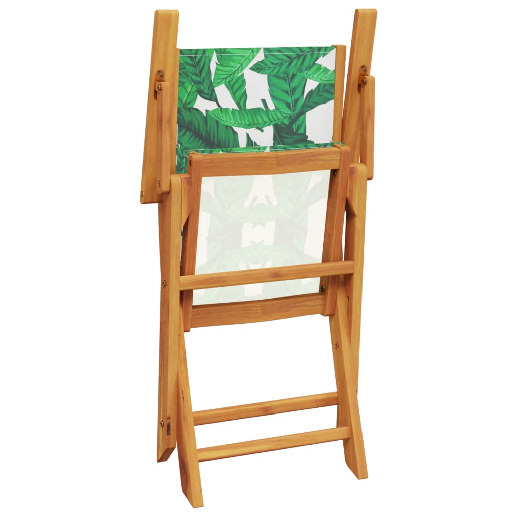 Folding Garden Chairs 4 pcs Green Fabric and Solid Wood