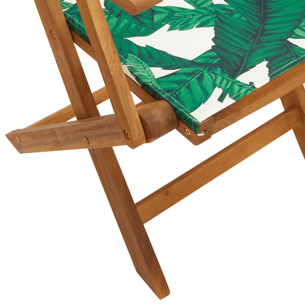 Folding Garden Chairs 4 pcs Green Fabric and Solid Wood