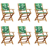 Folding Garden Chairs 6 pcs Green Fabric and Solid Wood