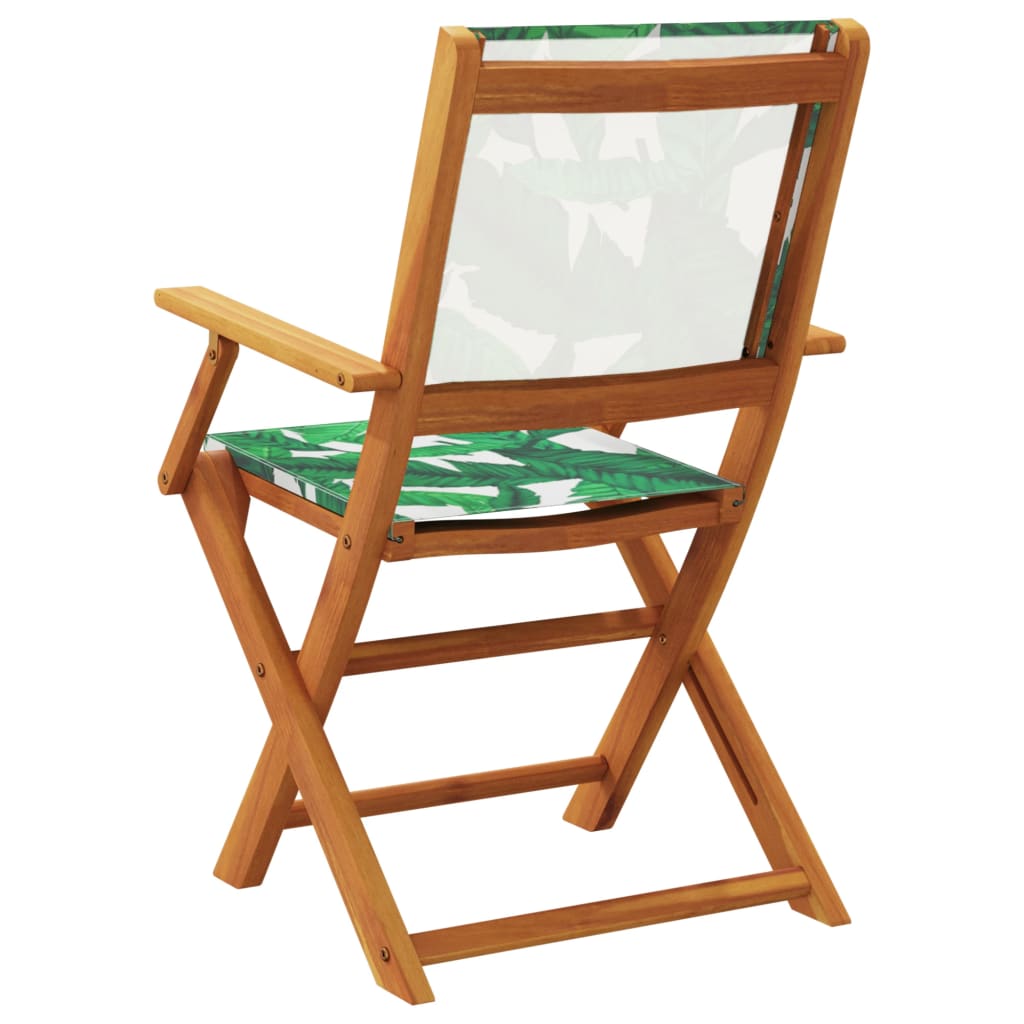 Folding Garden Chairs 6 pcs Green Fabric and Solid Wood