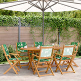 Folding Garden Chairs 6 pcs Green Fabric and Solid Wood