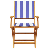 Folding Garden Chairs 4 pcs Blue and White Fabric and Solid Wood