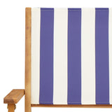 Folding Garden Chairs 4 pcs Blue and White Fabric and Solid Wood