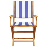 Folding Garden Chairs 6 pcs Blue and White Fabric and Solid Wood