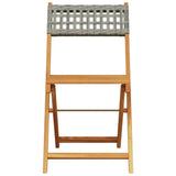 Folding Garden Chairs 6 pcs Grey Poly Rattan and Solid Wood