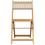 Folding Garden Chairs 8 pcs Beige Poly Rattan and Solid Wood