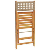 Folding Garden Chairs 8 pcs Beige Poly Rattan and Solid Wood