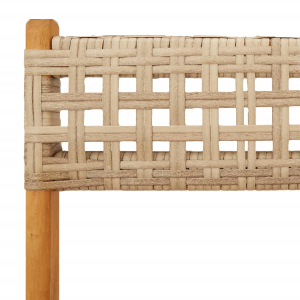 Folding Garden Chairs 8 pcs Beige Poly Rattan and Solid Wood