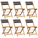 Folding Garden Chairs 6 pcs Black Solid Wood Acacia