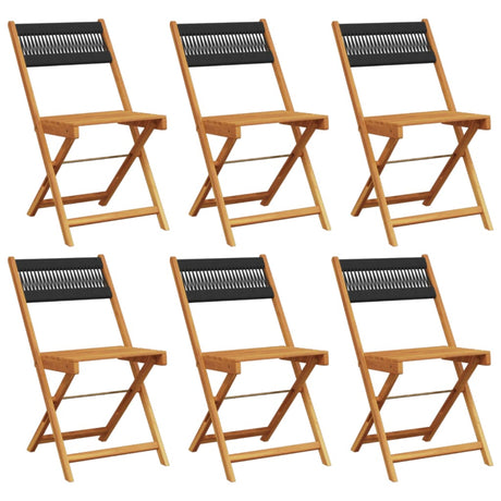 Folding Garden Chairs 6 pcs Black Solid Wood Acacia