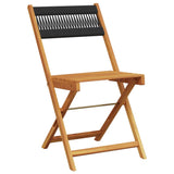 Folding Garden Chairs 6 pcs Black Solid Wood Acacia